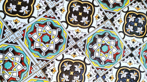 Vintage Italian tile with colorful Moroccan pattern