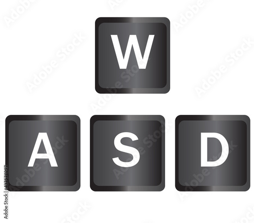 WASD keyboard gaming buttons. WASD computer keyboard sign. gaming and cybersport symbol. flat style.