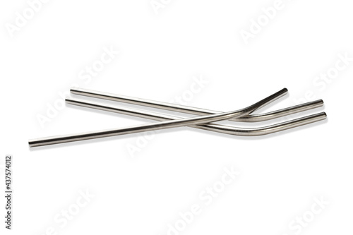 Metal three cocktail tubes. Reusable cocktail straws. Curved metal tubes.