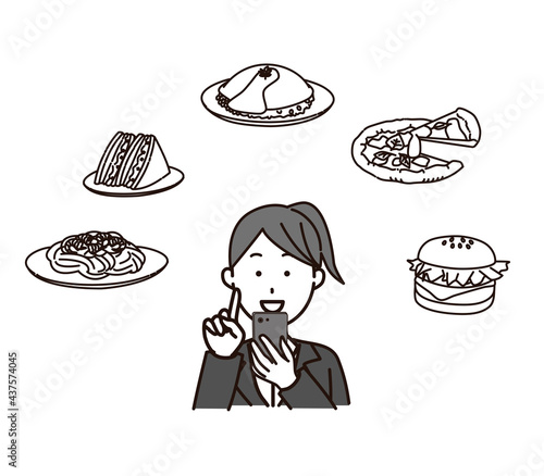 A woman delivering food from smartphone