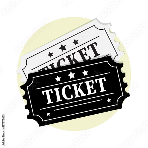 Vector illustration of ticket icon in flat style. Retro ticket plugs isolated on background.