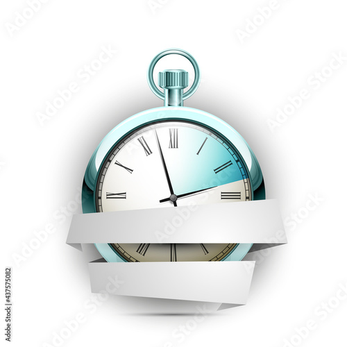Antique Countdown icon band. Pocket Analog timer icons set, illustration, Old Clock picture banner, watch icon in stripe