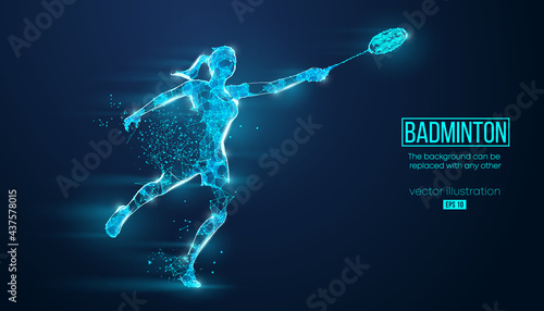 Abstract silhouette of a wireframe badminton player from particles on the background. Convenient organization of eps file. Vector illustartion. Thanks for watching © Yevheniia