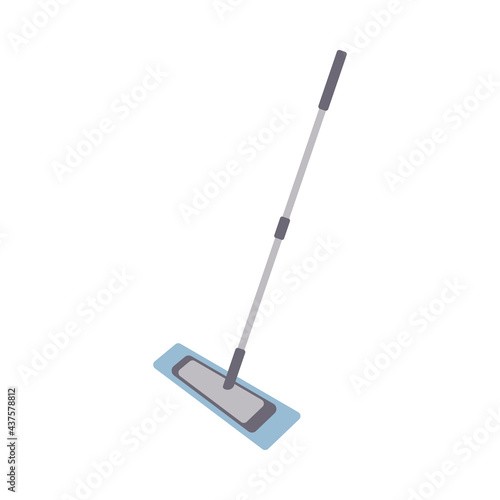 Flat cleaning item, fiber mop for cleaning and mopping. Manual mop with fiber icon. Can be used as a symbol or sign. Cleaning service concept. Stock vector illustration isolated on white background.