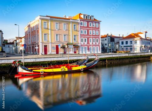 Ria de Aveiro. Dois moliceiros no canal central da tia e Aveiro. photo