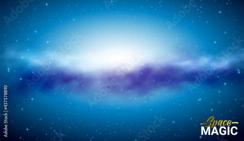 Outer space and Milky Way. Abstract background with night sky and stars. Vector Illustration.