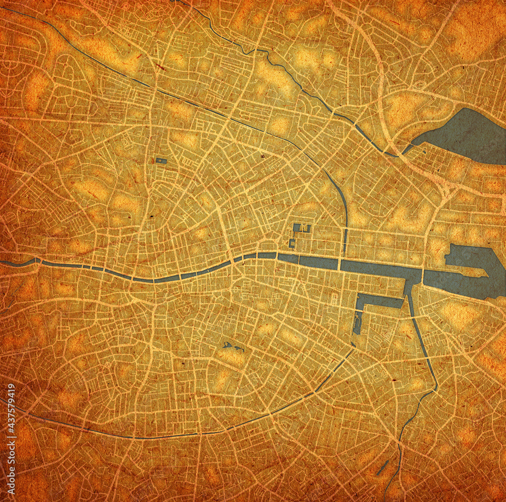 Fototapeta premium map of roads in city of Dublin in Ireland