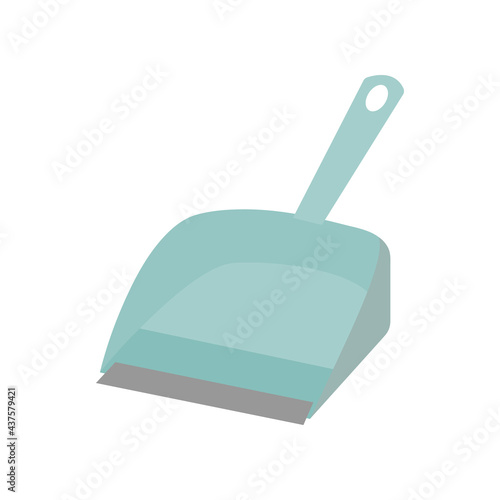 Hand turquoise dustpan icon. Can be used as a symbol or sign. Cleaning service concept. Stock vector illustration isolated on white background. Flat cleaning item, handle dust pan, cleaning scoop.