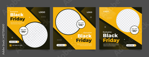 Creative vector modern black friday sale social media post template banner collection.
