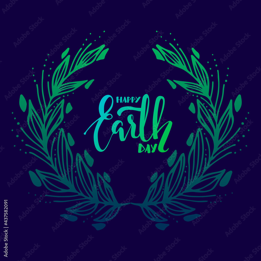 Obraz premium Happy earth day quote, design template for card, banner, logo