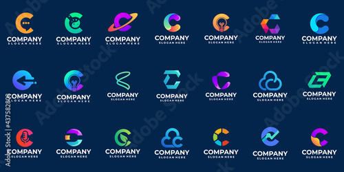 collection of abstract logo symbol letter C monogram icon