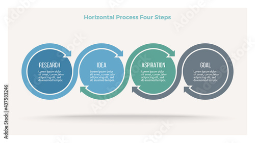Business process. Timeline infographics with 4 steps, options, sections. Vector template.