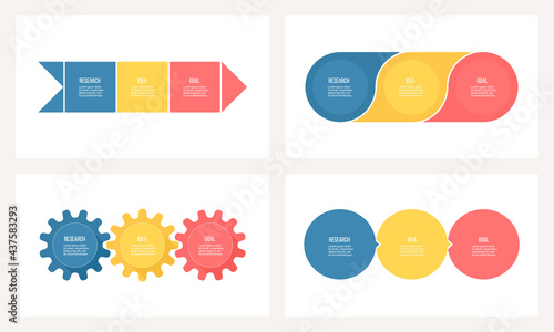 Business process. Timeline infographics with 3 steps, options, sections. Vector template. photo