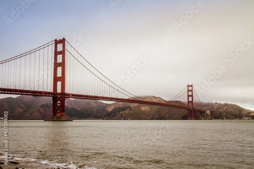 Wide angle image of the Golden Gate Bridge in San Francisco