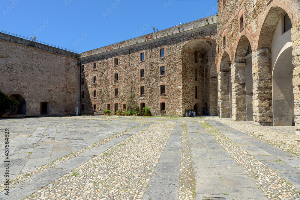 Savona, Italy. May 20th, 2021. Detail of the parade ground of the Citadel of the Priamar Fortress.