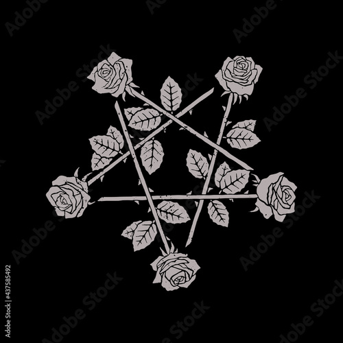 Vector illustration - pentogram of roses