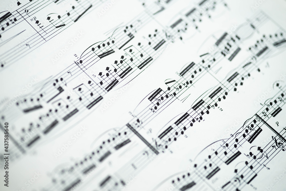 Black and White music notes, Clef and bass in white background Black and White music notes, Clef and bass in white background