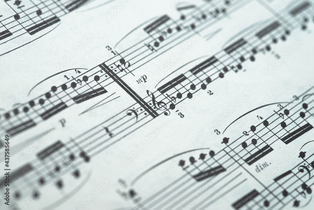 Black and White music notes, Clef and bass in white background Black and White music notes, Clef and bass in white background