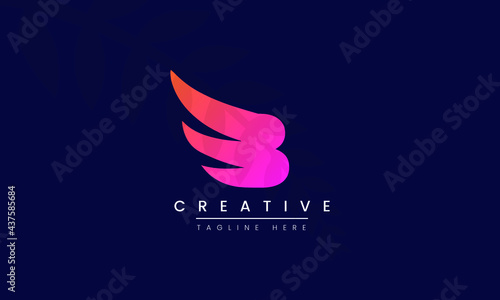 B wings logo, Creative b wing logo icon