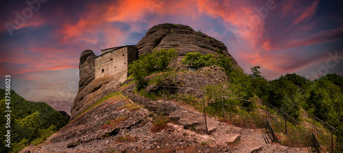 The fortress of stone in Vobbia at sunset, near Genova 
