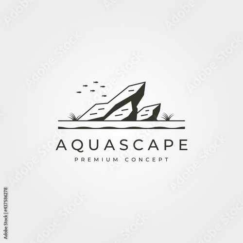 vector of aquascape aquarium logo vintage symbol illustration design