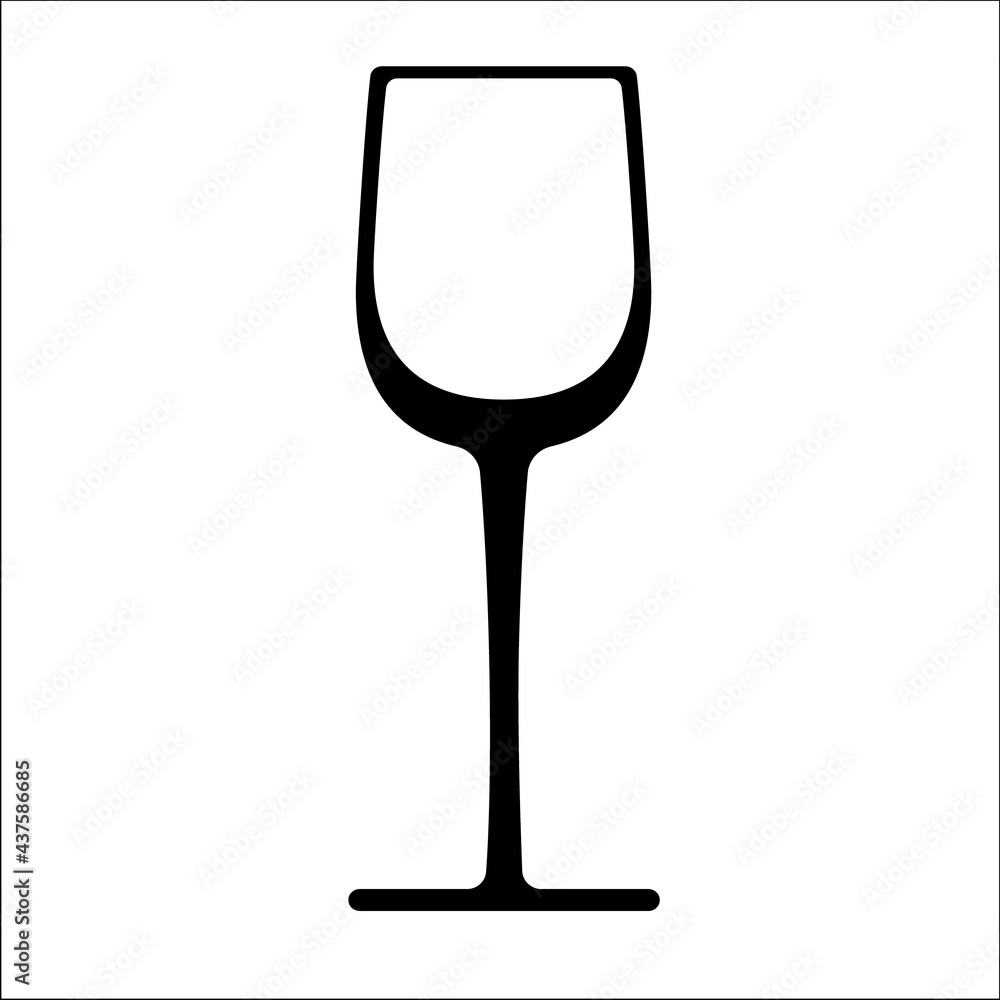 Black silhuette of glass for cocktail or short drink. Glass for vodka. Glass for shot. Vector illustration, flat style, icon Black silhuette of glass for cocktail or short drink. Glass for vodka. Glass for shot. Vector illustration, flat style, icon