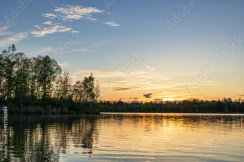 The Lechstaustufe 19 near Scheuring at sunset