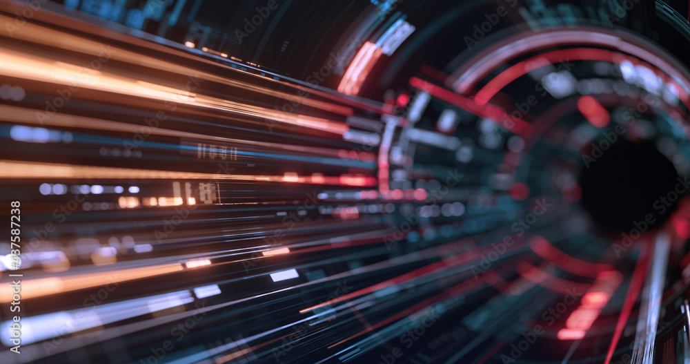 Flowing computer, network, blockchain, security, technology background. Vibrant red stream internet data. 3D rendering Flowing computer, network, blockchain, security, technology background. Vibrant red stream internet data. 3D rendering