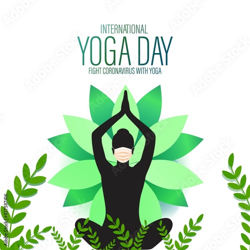 Vector illustration of International Yoga day concept banner, 21 June.