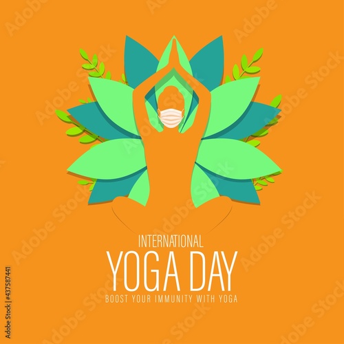 Vector illustration of International Yoga day concept banner, 21 June.