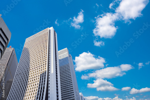 Buildings and blue sky.                     