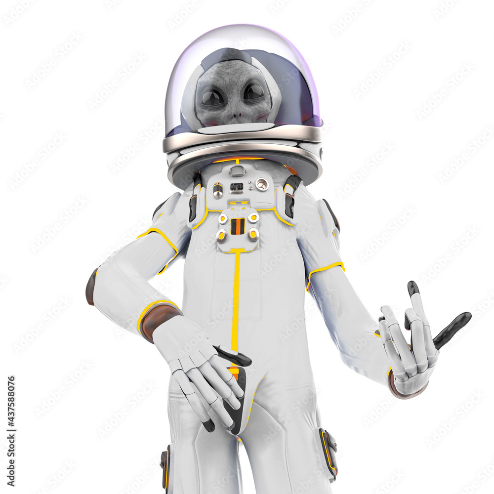 Fototapeta premium alien astronaut is playing air guitar