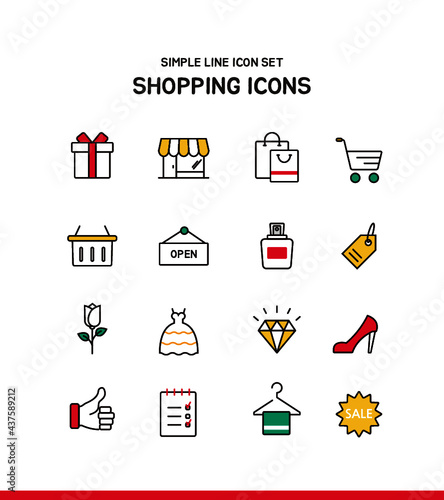 Simple line Shopping icons