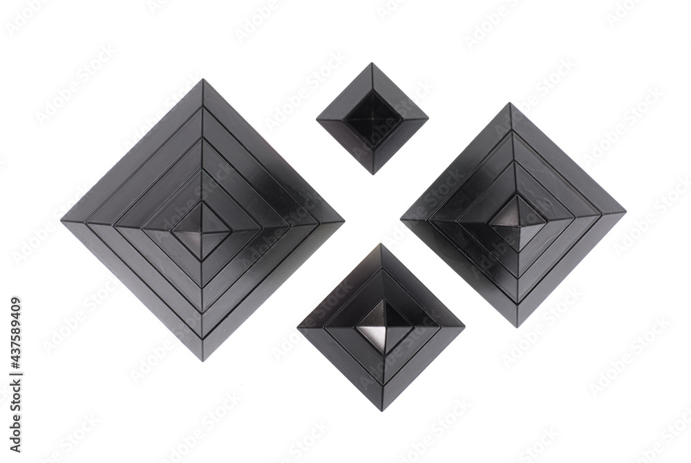 abstract black geometric pyramids isolated on white background abstract black geometric pyramids isolated on white background