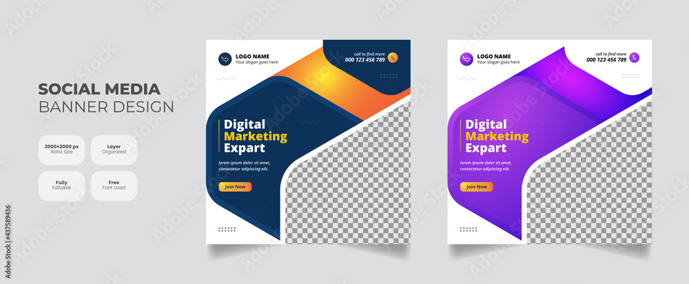 Creative Digital marketing agency social media post template set