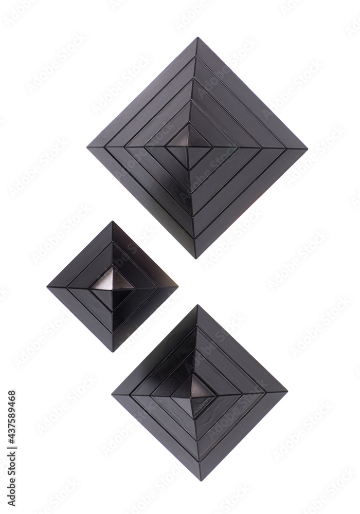 abstract black geometric pyramids isolated on white background abstract black geometric pyramids isolated on white background
