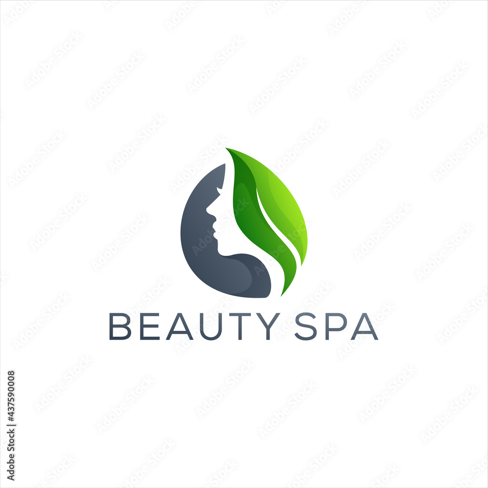 beauty lady gradient logo design