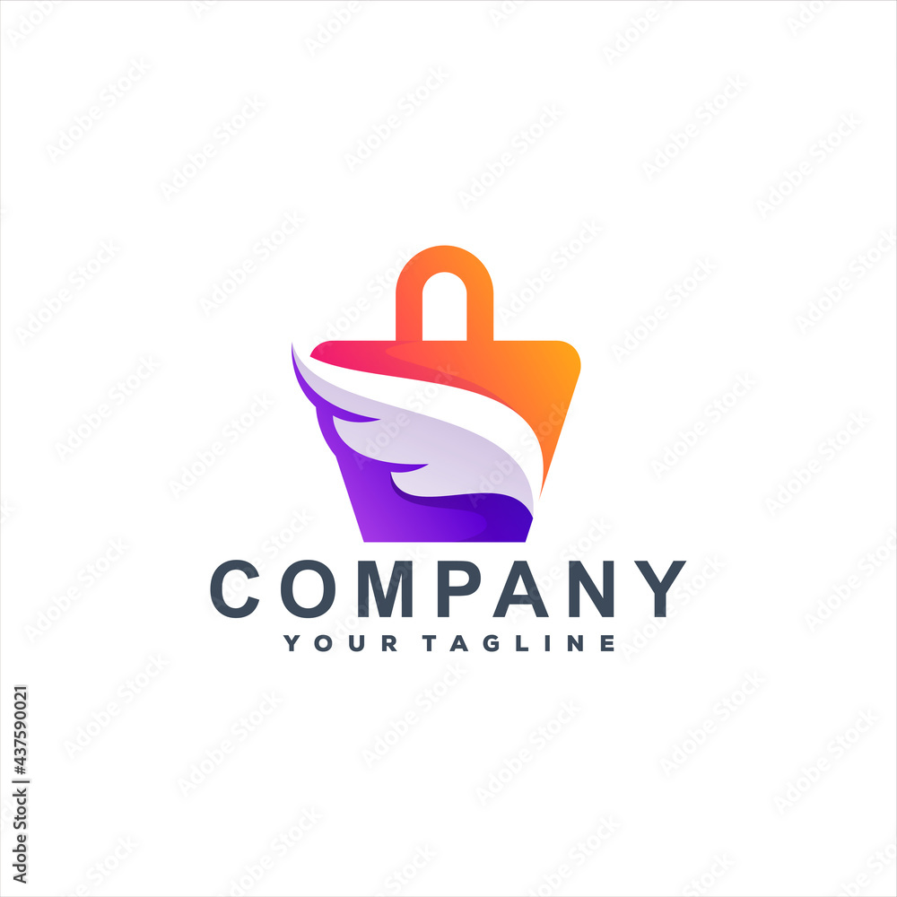 shopping bag gradient logo design shopping bag gradient logo design