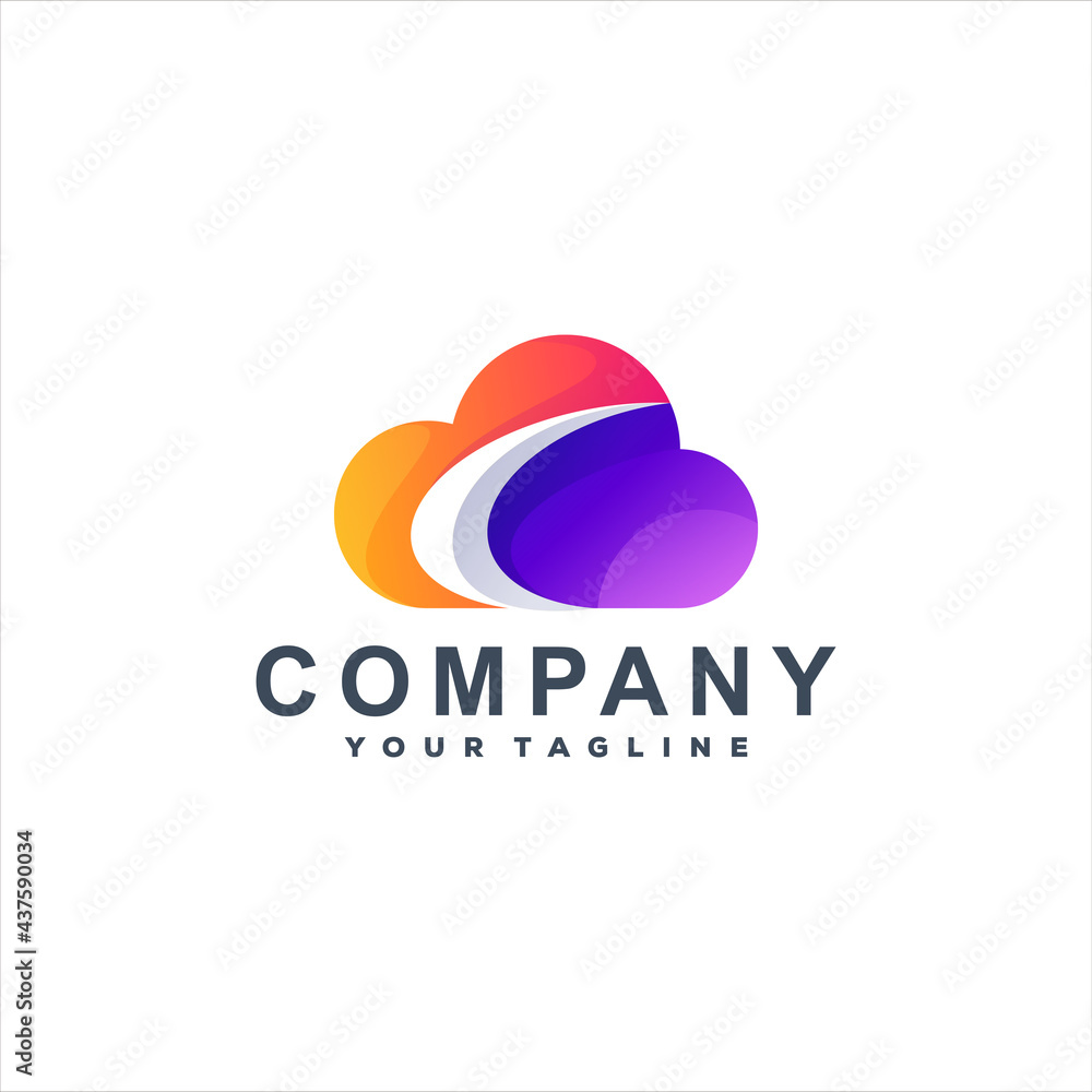 cloud color gradient logo design