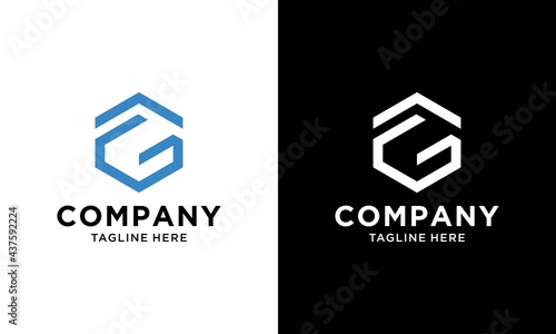 Letter  FG hexagon Icon logo design vector template on a black and white background.
