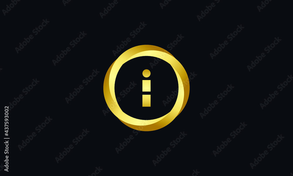 I Logo. I Letter Logo Vector Template. I Monogram Logo Vector With Gold Circle Design Template For Business I Logo. I Letter Logo Vector Template. I Monogram Logo Vector With Gold Circle Design Template For Business