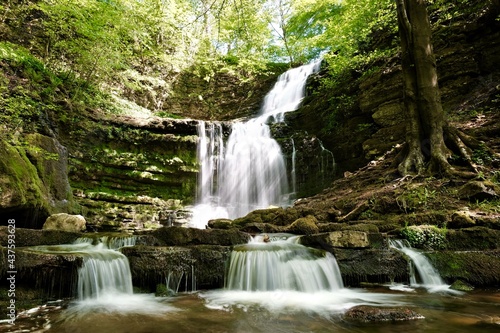 Scaleber Force  a spectacular waterfall  In the Yorkshire Dales  shot with a slow shutter speed to blur the water motion