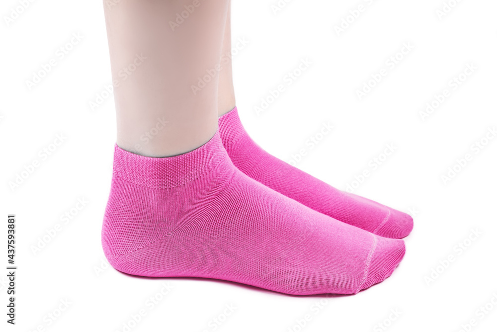 Pink socks on a white isolated background Pink socks on a white isolated background