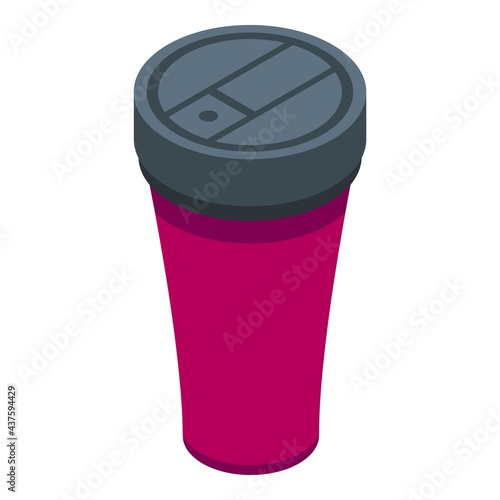 Aluminium thermo cup icon. Isometric of Aluminium thermo cup vector icon for web design isolated on white background