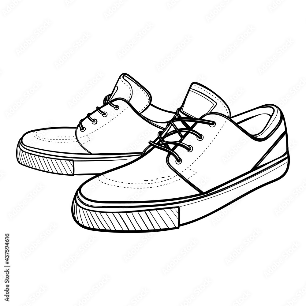 Shoe Line Drawing. Shoe sneaker outline drawing vector, black line sneaker. vector Illustration. Shoe Line Drawing. Shoe sneaker outline drawing vector, black line sneaker. vector Illustration.