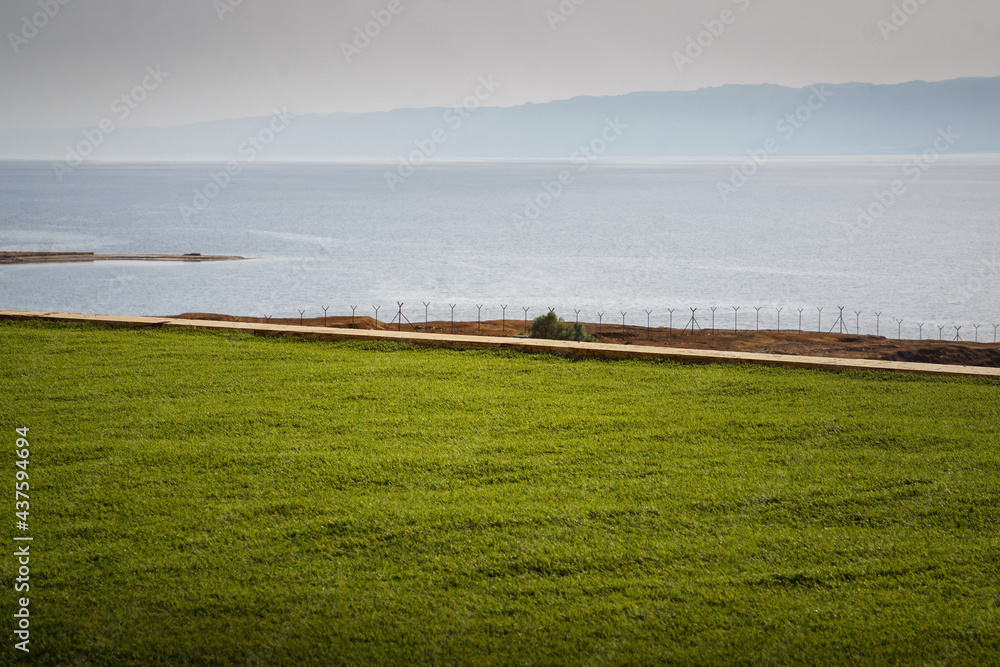 Grass land next to Dead Sea