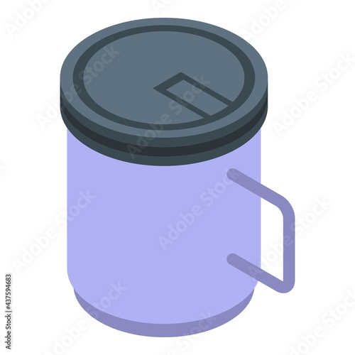 Tea thermo cup icon. Isometric of Tea thermo cup vector icon for web design isolated on white background