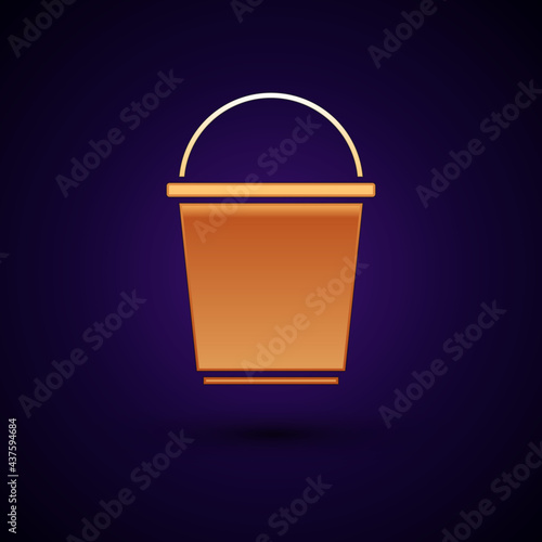 Gold Bucket icon isolated on black background. Vector