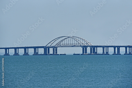 View of new Crimean bridge in Kerch strait 