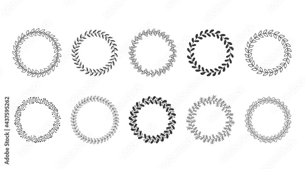 Hand Drawn Floral Circles Hand Drawn Floral Circles